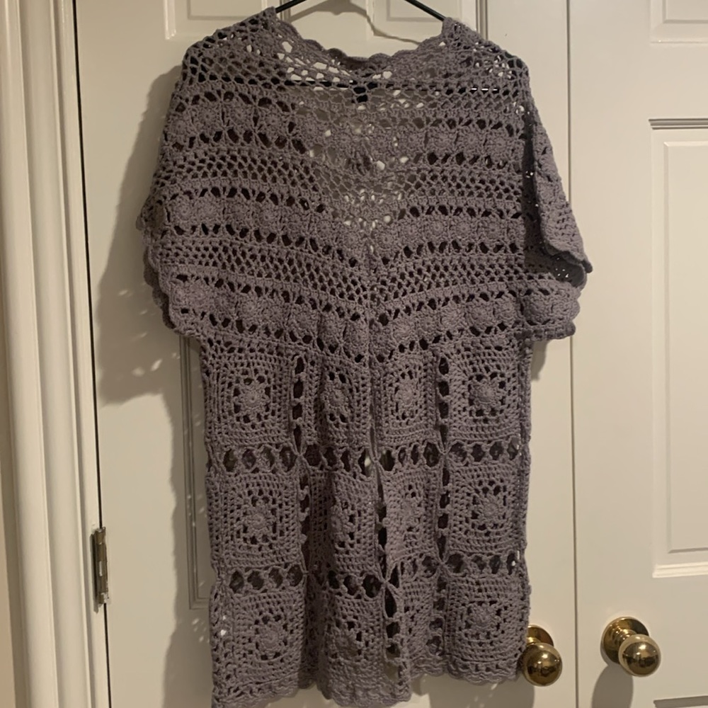 Beautiful Gray Crocheted Cardigan - Picture 5 of 6